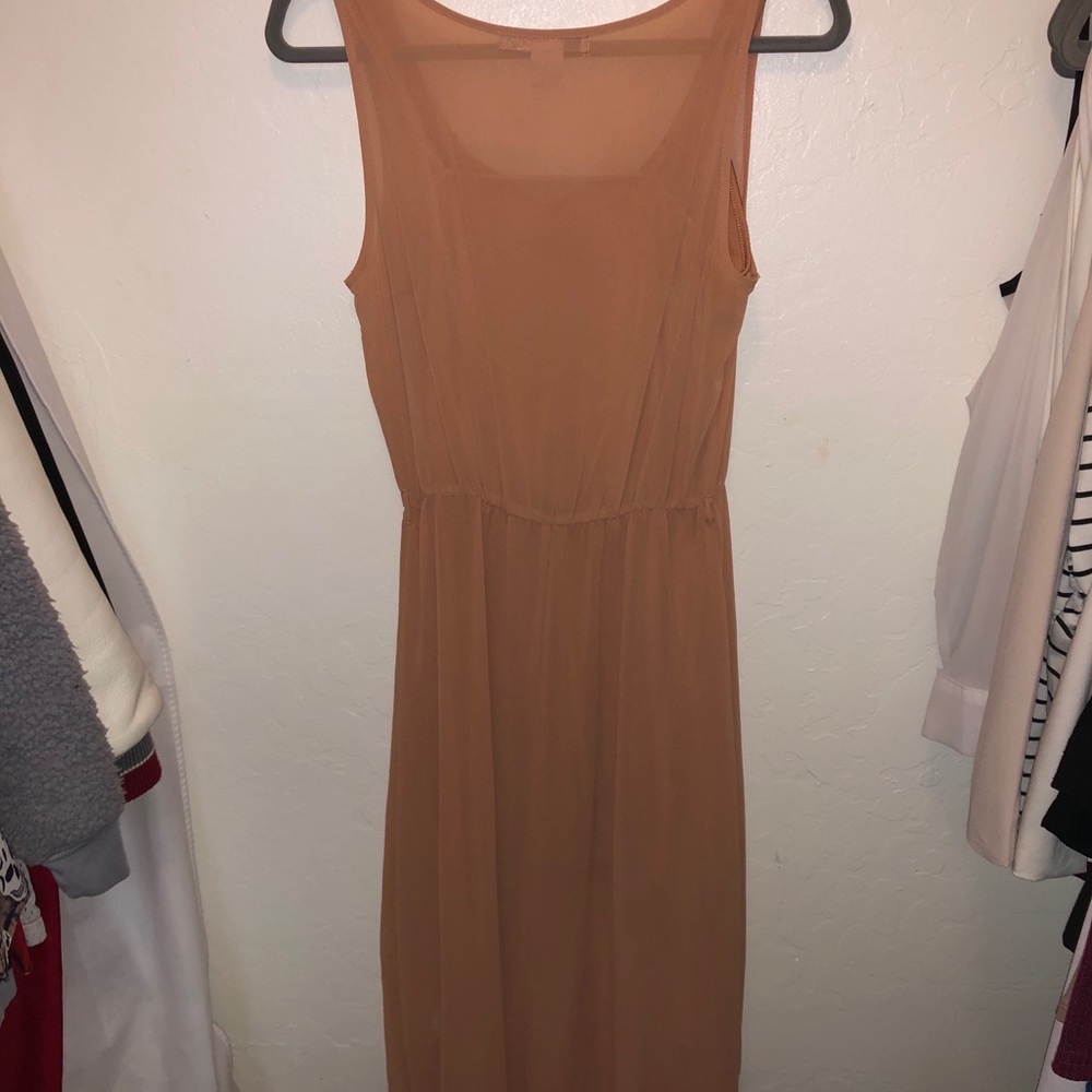 High-Low Apricot Chiffon Dress - Picture 3 of 5